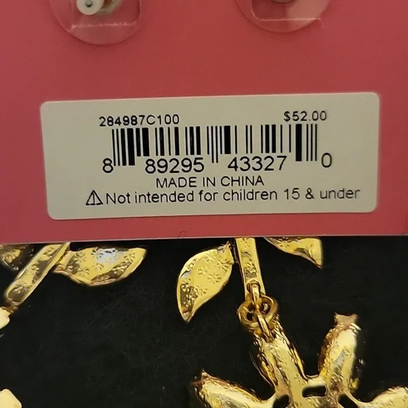 NEW Betsey Johnson Daisy Flower Gold Iridescent Crystal Dangling Earrings - Picture 4 of 6